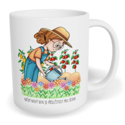 Hrnek klasický malý s vlastním potiskem - Zahradnice, každý nový den je příležitost pro zázrak