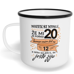 Hrnek plecháček s potiskem na míru - Mozek si myslí