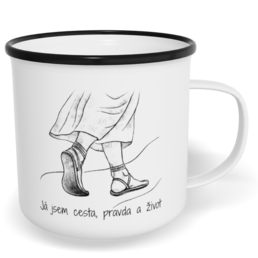 Hrnek plecháček s potiskem na míru - Já jsem cesta, pravda a život