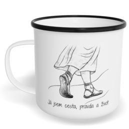 Hrnek plecháček s potiskem na míru - Já jsem cesta, pravda a život