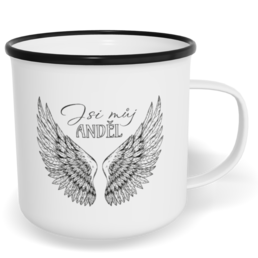 Hrnek plecháček s potiskem na míru - Jsi můj anděl