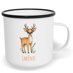 Hrnek plecháček s potiskem na míru - Srnka