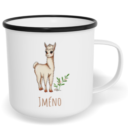 Hrnek plecháček s potiskem na míru - Lama
