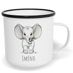 Hrnek plecháček s potiskem na míru - Slon