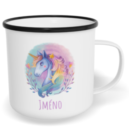 Hrnek plecháček s potiskem na míru - Jednorožec 2