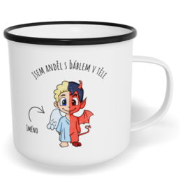 Hrnek plecháček s potiskem na míru - Andílek