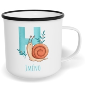 Hrnek plecháček s potiskem na míru - Jméno H
