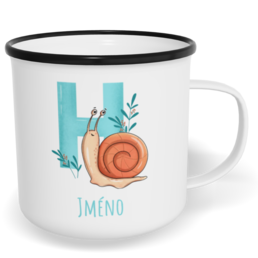 Hrnek plecháček s potiskem na míru - Jméno H