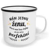 Hrnek plecháček s potiskem na míru - Perfektní žena