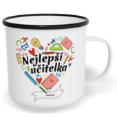 Hrnek plecháček s potiskem na míru - Nejlepší učitelka