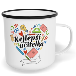Hrnek plecháček s potiskem na míru - Nejlepší učitelka