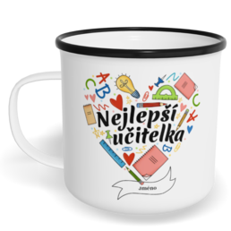 Hrnek plecháček s potiskem na míru - Nejlepší učitelka