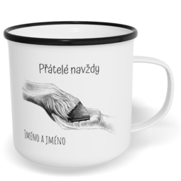 Hrnek plecháček s potiskem na míru - Kůň, přátelé navždy