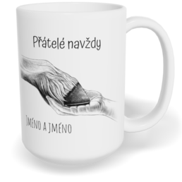 Hrnek klasický velký s vlastním potiskem - Kůň, přátelé navždy