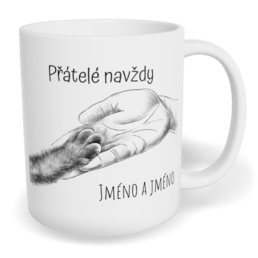 Hrnek klasický malý s vlastním potiskem - Kočka, přátelé navždy