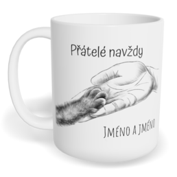 Hrnek klasický malý s vlastním potiskem - Kočka, přátelé navždy