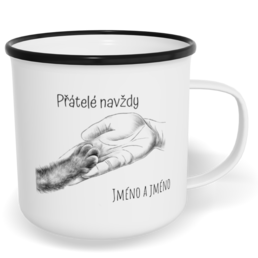 Hrnek plecháček s potiskem na míru - Kočka, přátelé navždy