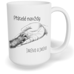 Hrnek klasický velký s vlastním potiskem - Kočka, přátelé navždy