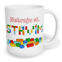 Hrnek klasický malý s vlastním potiskem - Nehraju si, stavím