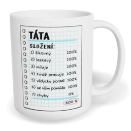 Hrnek klasický malý s vlastním potiskem - Táta/složení