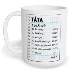 Hrnek klasický malý s vlastním potiskem - Táta/složení