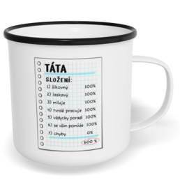 Hrnek plecháček s potiskem na míru - Táta/složení