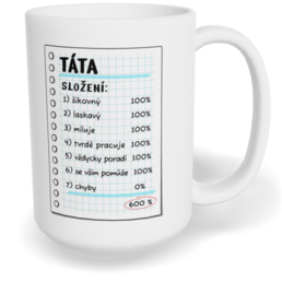 Hrnek klasický velký s vlastním potiskem - Táta/složení