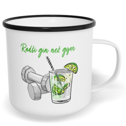 Hrnek plecháček s potiskem na míru - Gin/gym