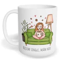 Hrnek klasický malý s vlastním potiskem - Nejsem single, mám kafe