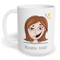 Hrnek klasický malý s vlastním potiskem - Před kávou, po kávě