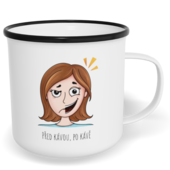 Hrnek plecháček s potiskem na míru - Před kávou, po kávě