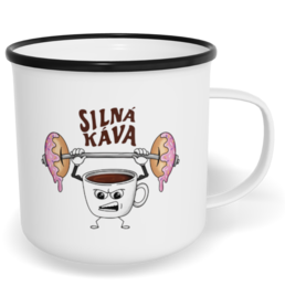 Hrnek plecháček s potiskem na míru - Silná káva