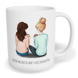 Hrnek klasický malý s vlastním potiskem - Každá bruneta má svoji blondýnu