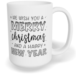 Hrnek klasický velký s vlastním potiskem - We wish you a merry Christmas and happy New Year