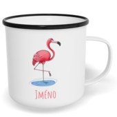 Hrnek plecháček s potiskem na míru - Plameňák