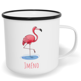 Hrnek plecháček s potiskem na míru - Plameňák