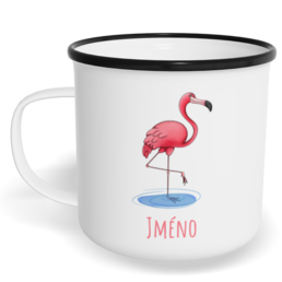 Hrnek plecháček s potiskem na míru - Plameňák