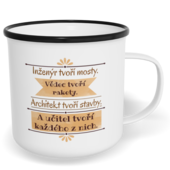 Hrnek plecháček s potiskem na míru - Učitel tvoří