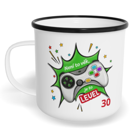 Hrnek plecháček s potiskem na míru - Není to věk, je to level
