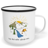 Hrnek plecháček s potiskem na míru - Svoje štěstí měřím výškovými metry