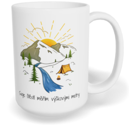 Hrnek klasický velký s vlastním potiskem - Svoje štěstí měřím výškovými metry