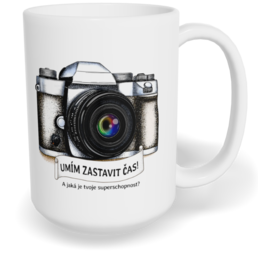 Hrnek klasický velký s vlastním potiskem - Umím zastavit čas