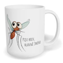 Hrnek klasický malý s vlastním potiskem - Piju krev