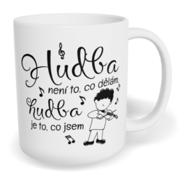 Hrnek klasický malý s vlastním potiskem - Houslista, hudba je to, co jsem