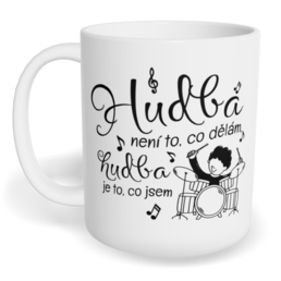 Hrnek klasický malý s vlastním potiskem - Bubeník, hudba je to, co jsem