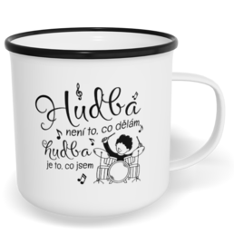 Hrnek plecháček s potiskem na míru - Bubeník, hudba je to, co jsem