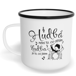 Hrnek plecháček s potiskem na míru - Bubeník, hudba je to, co jsem