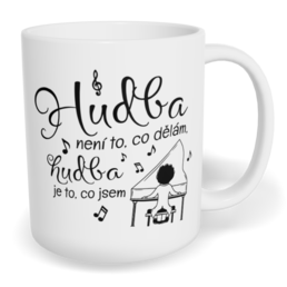 Hrnek klasický malý s vlastním potiskem - Pianista, hudba je to, co jsem