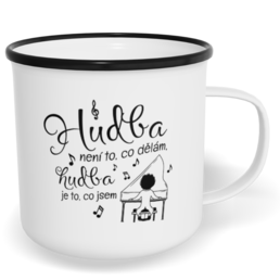 Hrnek plecháček s potiskem na míru - Pianista, hudba je to, co jsem