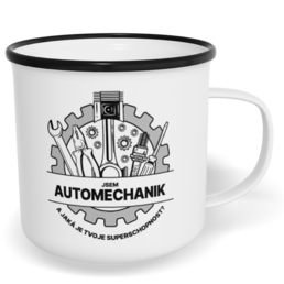 Hrnek plecháček s potiskem na míru - Automechanik